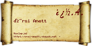 Örsi Anett névjegykártya